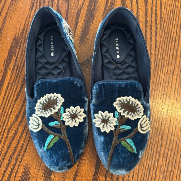 Birdies Shoes - Blue velour Birdies loafers. In perfect condition